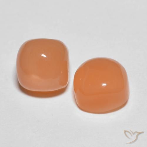 3.97 ctw Orange Moonstone Stones, Natural Moonstone in Cushion Cabochon Shape for Sale