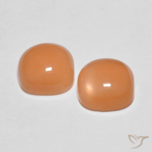 Moonstone Gemstones in 8 x 8 mm (calibrated) Size for Sale, Moonstone Stones in Peach Orange Color