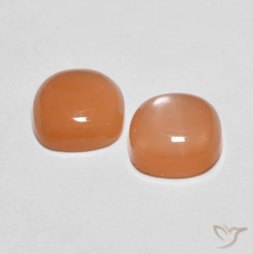 Moonstone Gemstones in 7 x 7 mm (calibrated) Size for Sale, Moonstone Stones in Cantaloupe Orange Color