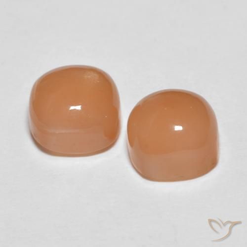Moonstone Gemstones in 7 x 7 mm (calibrated) Size for Sale, Moonstone Stones in Cantaloupe Orange Color