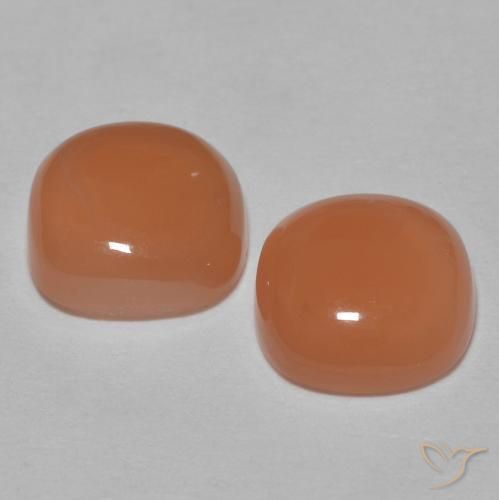 Moonstone Gemstones in 7 x 7 mm (calibrated) Size for Sale, Moonstone Stones in Light Reddish Orange Color