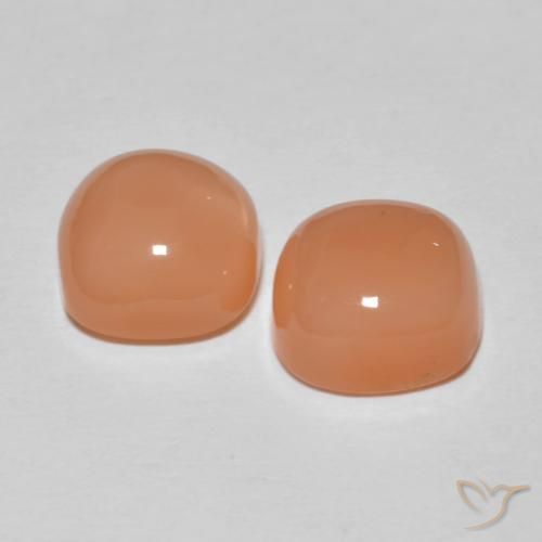 Moonstone Gemstones in 8 x 8 mm (calibrated) Size for Sale, Moonstone Stones in Cantaloupe Orange Color