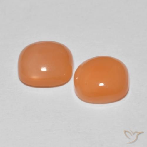 Moonstone Gemstones in 8 x 8 mm (calibrated) Size for Sale, Moonstone Stones in Light Reddish Orange Color