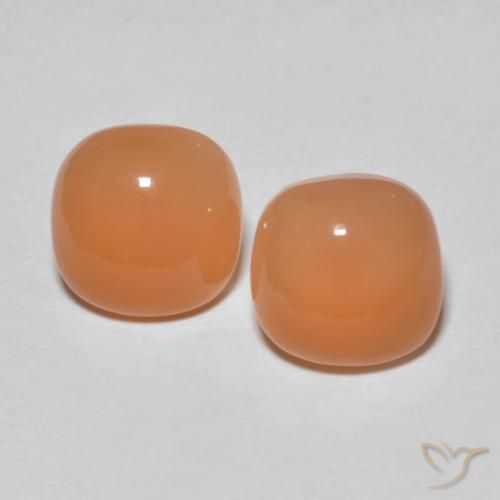 3.52ctw Natural Light Reddish Orange Moonstone, Cushion, Translucent