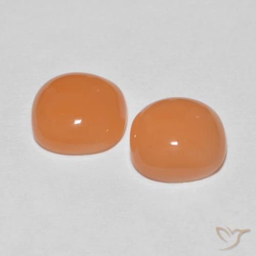 Moonstone Gemstones in 8 x 8 mm (calibrated) Size for Sale, Moonstone Stones in Light Reddish Orange Color