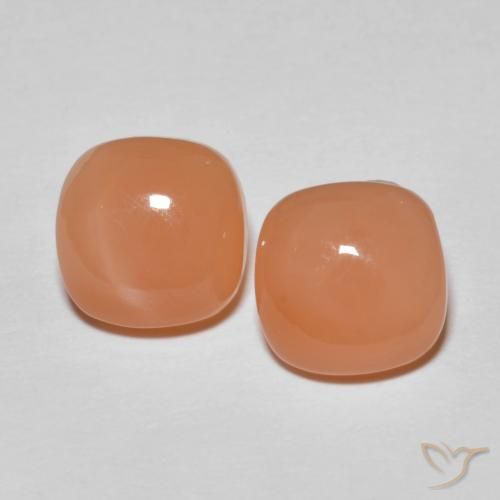 4.09ctw Natural Peach Orange Moonstone, Cushion, Translucent