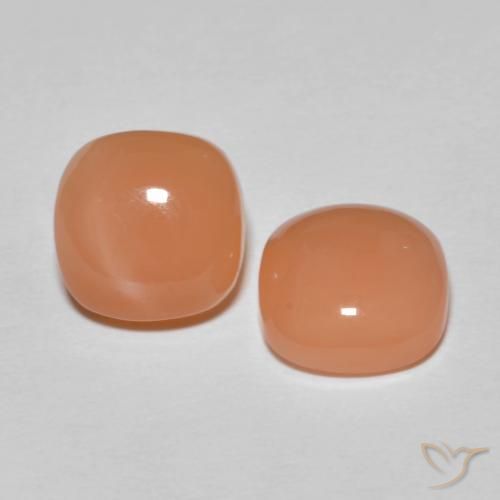 4.09 ctw Orange Moonstone Stones, Natural Moonstone in Cushion Cabochon Shape for Sale