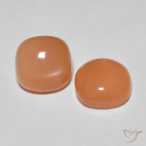 4.07 ctw Orange Moonstone Stones, Natural Moonstone in Cushion Cabochon Shape for Sale