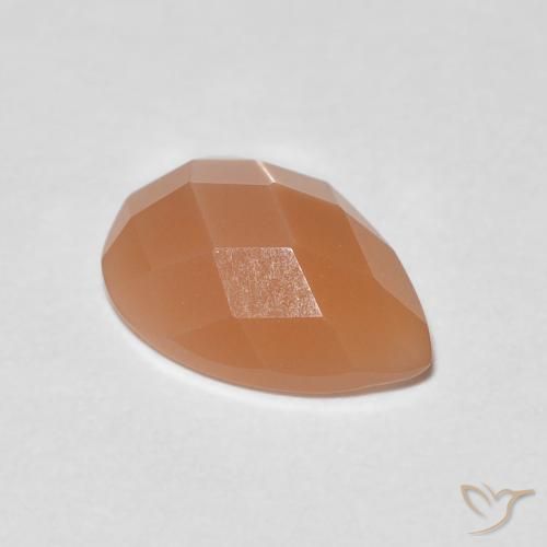 0.93ct Natural Warm Apricot Orange Moonstone, Pear Shape, Transparent