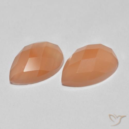 2.01 ct Orange Moonstone, 9.1 x 6.1 mm Pear Rose Cut From India, Photo A
