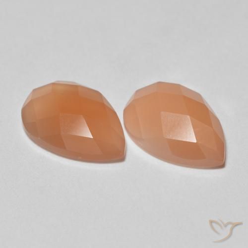 2.01 ctw Orange Moonstone Stones, Natural Moonstone in Pear Rose-Cut Shape for Sale