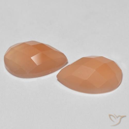 Moonstone Gemstones in 9 x 6 mm (calibrated) Size for Sale, Moonstone Stones in Cantaloupe Orange Color