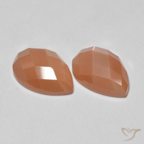 2.08 ctw Orange Moonstone Stones, Natural Moonstone in Pear Rose-Cut Shape for Sale