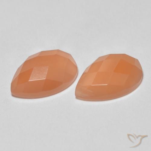 2.07ctw Natural Medium Orange Moonstone, Pear Shape, Transparent
