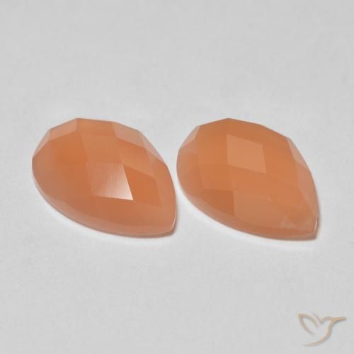 2.07 ctw Orange Moonstone Stones, Natural Moonstone in Pear Rose-Cut Shape for Sale