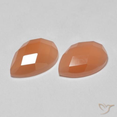 2.08 ct Orange Moonstone, 9 x 6 mm Pear Rose Cut From India, Photo A