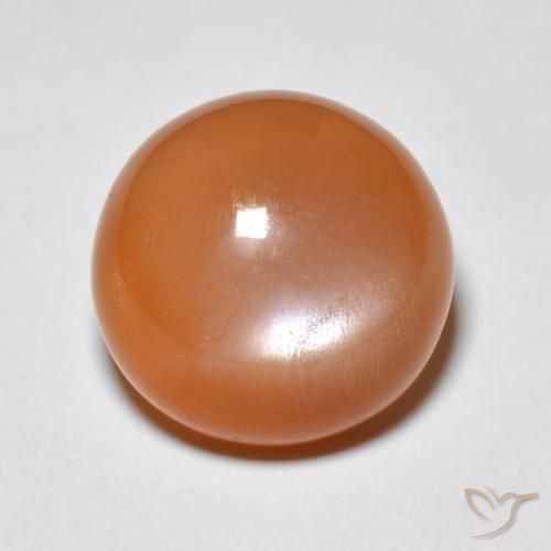 5.15ct Natural Warm Apricot Orange Moonstone, Round, Opaque