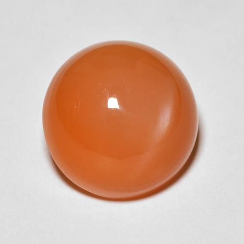 4.79ct Round Cabochon Orange Moonstone from India, Dimension 11.1mm, Natural untreated Gemstone, Opaque Clarity, 1 piece Moonstone in Medium Orange Color, Mohs Hardness of 6 - 6.5, Photo A