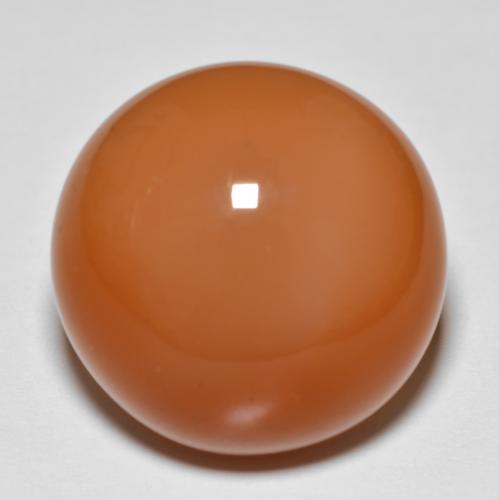 19.1mm Round Cabochon Orange Moonstone from India, Weight of 23.34ct, Natural untreated gemstone in Translucent Clarity, 1pc Moonstone - the Color is Reddish Orange, Mohs Hardness of 6 - 6.5, Photo A