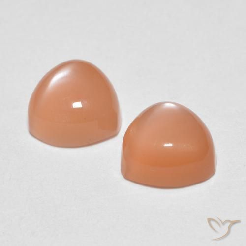 Moonstone Gemstones in 6 x 6 mm (calibrated) Size for Sale, Moonstone Stones in Cantaloupe Orange Color