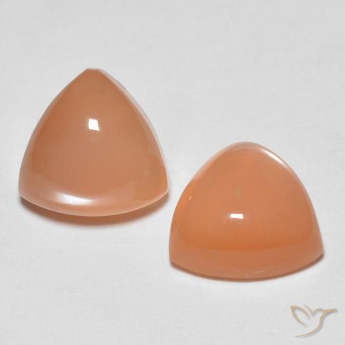 4.09 ctw Orange Moonstone Stones, Natural Moonstone in Trillion Cabochon Shape for Sale
