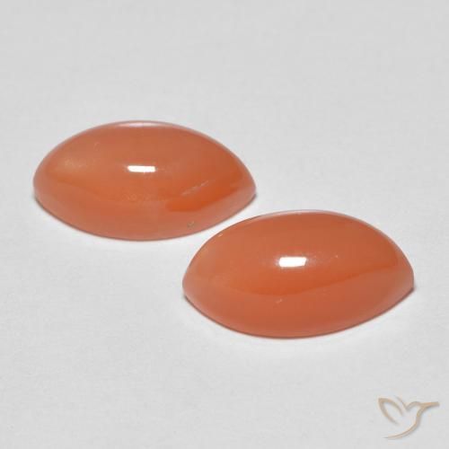 Moonstone Gemstones in 10 x 5 mm (calibrated) Size for Sale, Moonstone Stones in Medium Orange Color