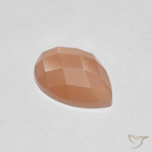 1.08ct Natural Cantaloupe Orange Moonstone, Pear Shape, Transparent