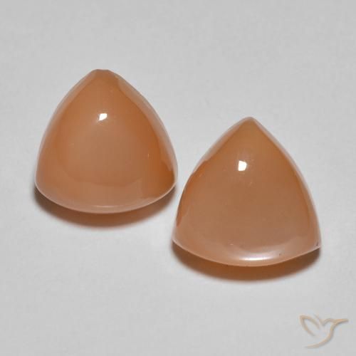 3.8 ct Orange Moonstone, 8.2 x 7.9 mm Trillion Cut From India, Photo A