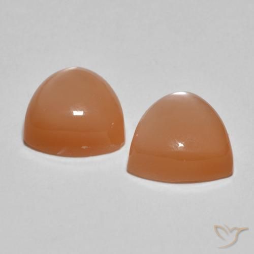 Moonstone Gemstones in 8 x 8 mm (calibrated) Size for Sale, Moonstone Stones in Cantaloupe Orange Color