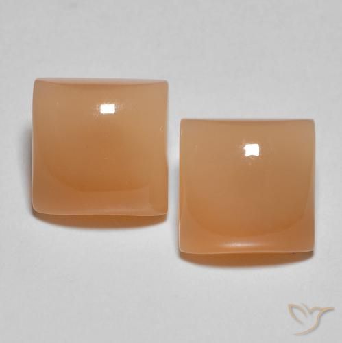 3.9 ct Orange Moonstone, 7.2 x 7.1 mm Square Cut From India, Photo A