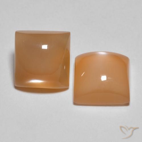 3.99 ctw Golden Moonstone Stones, Natural Moonstone in Square Cabochon Shape for Sale