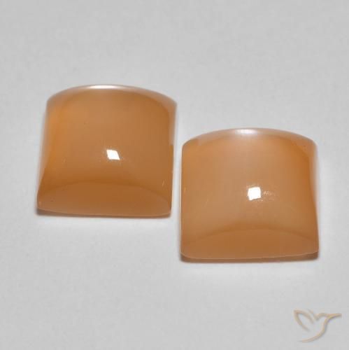 Moonstone Gemstones in 7 x 7 mm (calibrated) Size for Sale, Moonstone Stones in Peach Orange Color