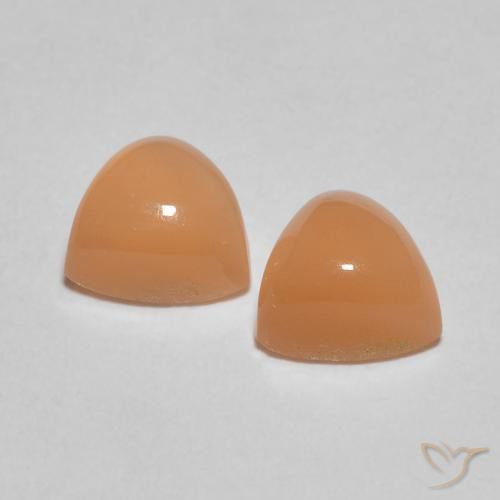Moonstone Gemstones in 5.3 x 5.2 mm Size for Sale, Moonstone Stones in Cantaloupe Orange Color