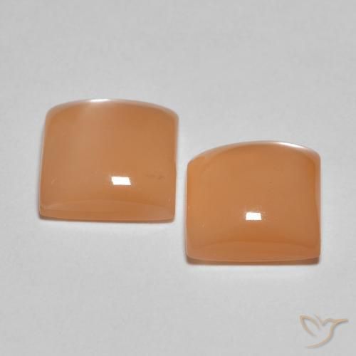 Moonstone Gemstones in 7 x 7 mm (calibrated) Size for Sale, Moonstone Stones in Cantaloupe Orange Color