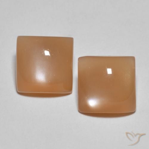 3.26ctw Natural Cantaloupe Orange Moonstone, Square, Translucent