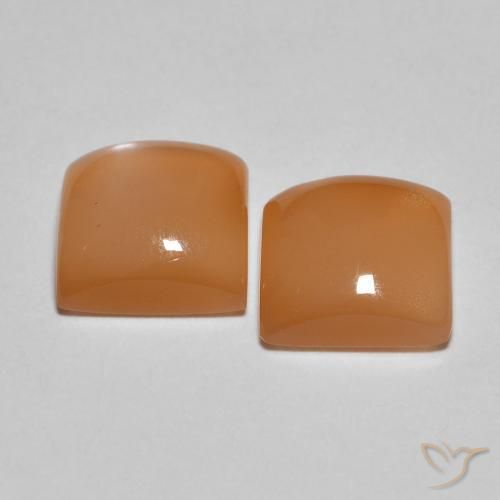 Moonstone Gemstones in 7 x 7 mm (calibrated) Size for Sale, Moonstone Stones in Cantaloupe Orange Color
