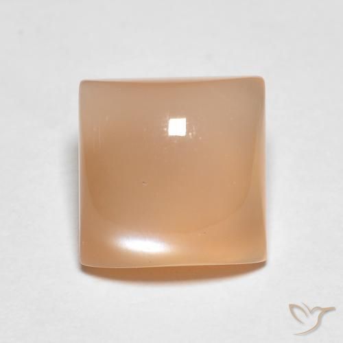 Pierre de Lune Orange square cabochon 7,2 x 7,2mm de l'Inde, poids de 1,95 ct, pierre gemme naturelle Non traité de pureté Translucide, 1 pièce Pierre de Lune, couleur : Orange cantaloup, dureté de Mohs de 6 à 6.5, Photo A