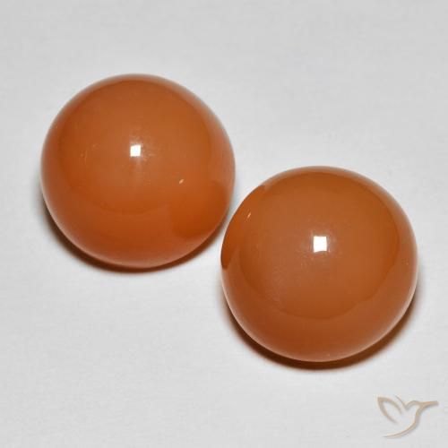 12,55 ct orangefarbener Mondstein, 11,2 mm Rundschliff aus Indien, Photo A