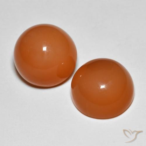 12.55 ctw Orange Moonstone Stones, Natural Moonstone in Round Cabochon Shape for Sale