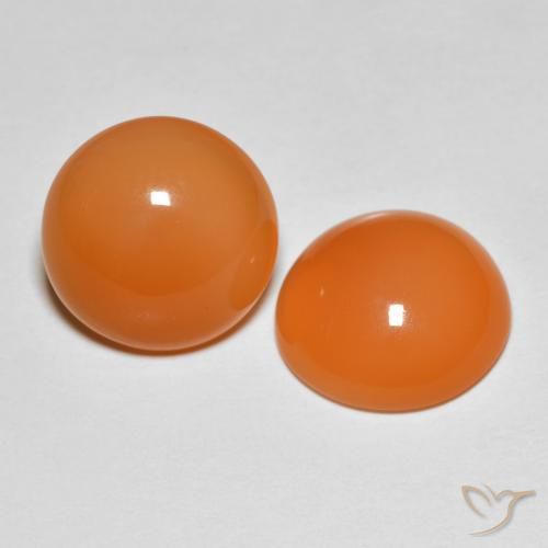 7.76 ctw Orange Moonstone Stones, Natural Moonstone in Round Cabochon Shape for Sale