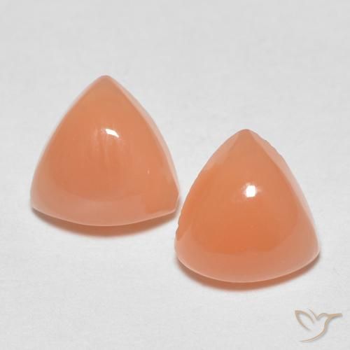 1.43 ct Orange Moonstone, 6.1 x 5.9 mm Trillion Cut From India, Photo A