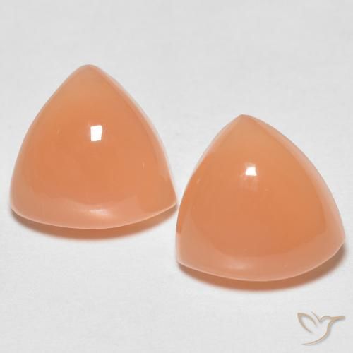 3.25 ct Orange Moonstone, 8.1 x 7.9 mm Trillion Cut From India, Photo A