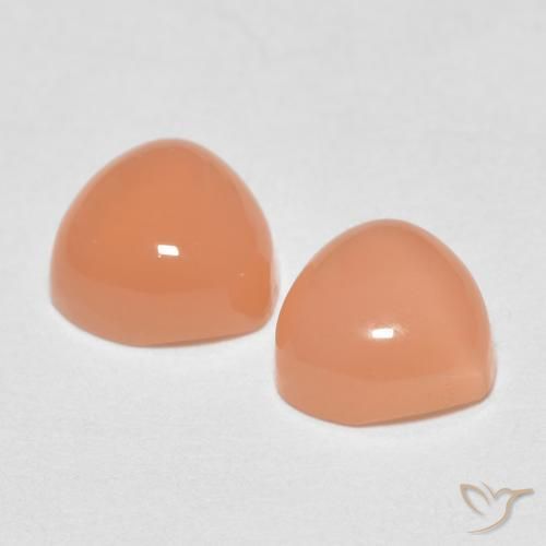 Moonstone Gemstones in 6 x 6 mm (calibrated) Size for Sale, Moonstone Stones in Cantaloupe Orange Color