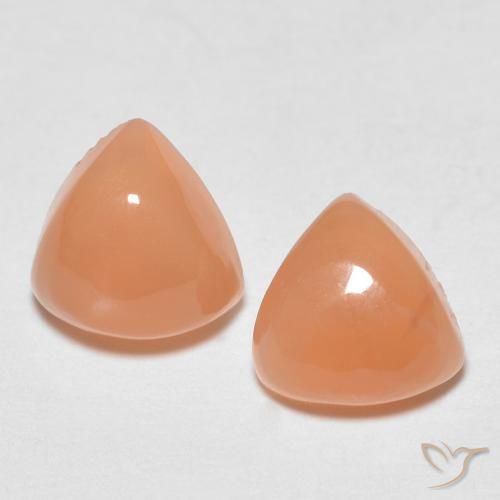 1.62 ct Orange Moonstone, 6.1 x 5.9 mm Trillion Cut From India, Photo A