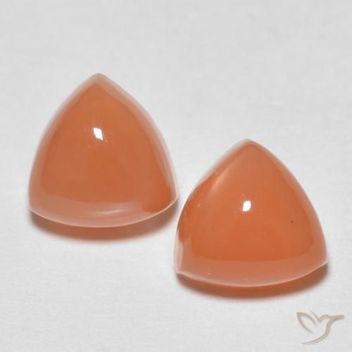 2.01 ctw Orange Moonstone Stones, Natural Moonstone in Trillion Cabochon Shape for Sale