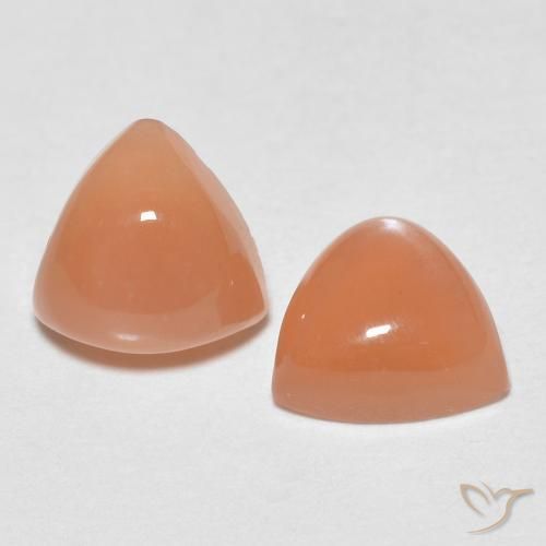 1.62 ctw Orange Moonstone Stones, Natural Moonstone in Trillion Cabochon Shape for Sale