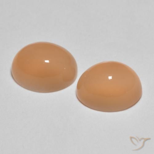 Moonstone Gemstones in 8 x 6 mm (calibrated) Size for Sale, Moonstone Stones in Cantaloupe Orange Color