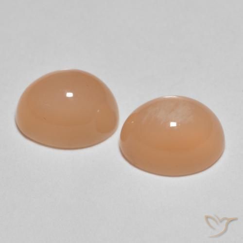 Moonstone Gemstones in 8 x 6 mm (calibrated) Size for Sale, Moonstone Stones in Cantaloupe Orange Color