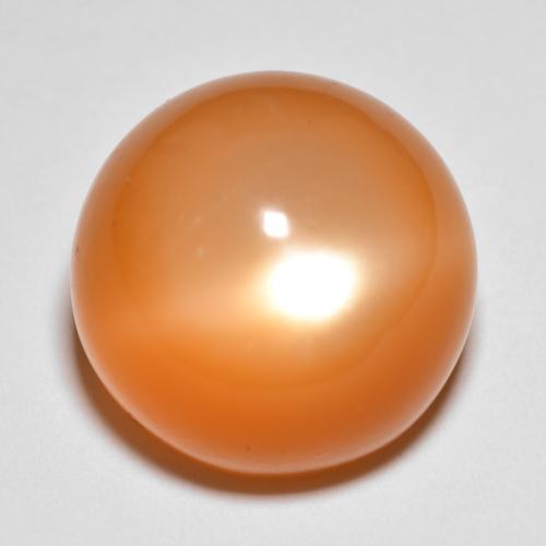 16.1mm Round Orange Moonstone from India, Weight of 19.12ct, Natural untreated Gemstone in Translucent Clarity, 1pc Round Cabochon Moonstone - Color: Medium Orange, Mohs Hardness of 6 - 6.5, Photo A