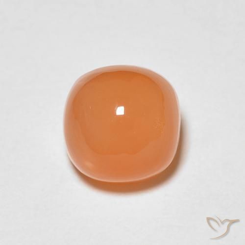 1.37ct Natural Warm Apricot Orange Moonstone, Cushion, Translucent
